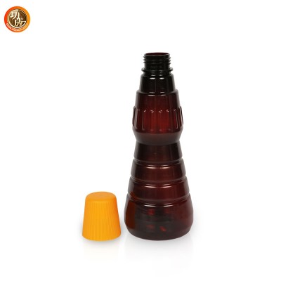 Wholesale cheapest 450ml small bbq sauce plastic amber pet bottle